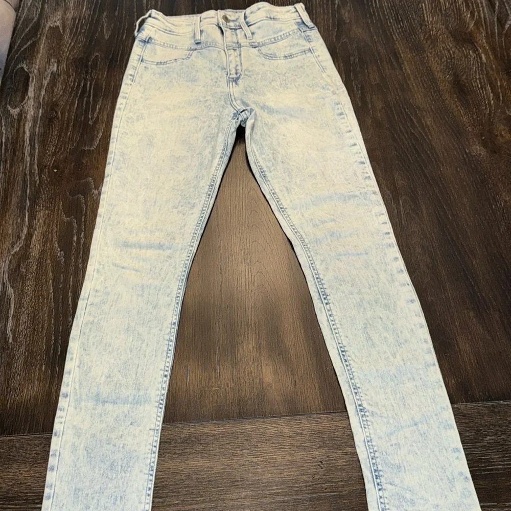 🟤 HOLLISTER ACID WASH HIGH-WAIST SKINNY JEANS SIZE TEEN JUNIORS 3R